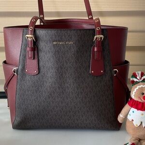 Michael Kors Red and Brown Tote Bag